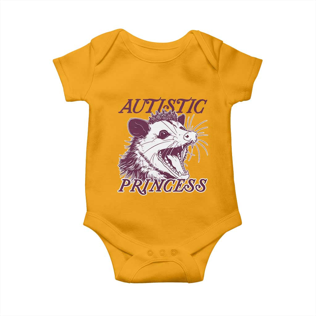Funny Autistic Princess Baby Onesie Autism Support Opposum