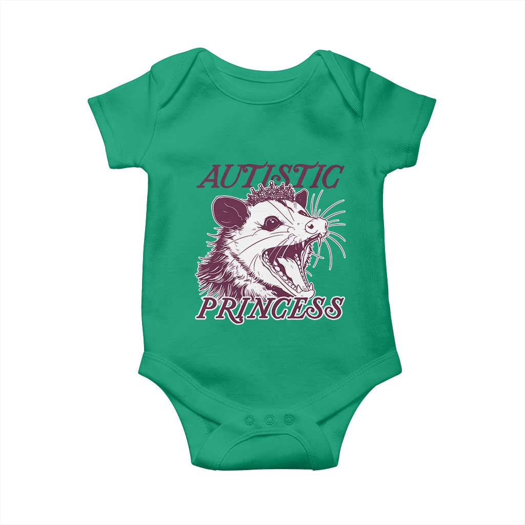 Funny Autistic Princess Baby Onesie Autism Support Opposum