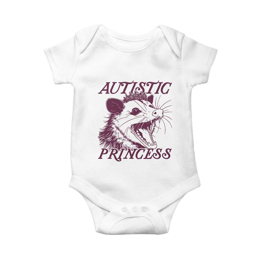 Funny Autistic Princess Baby Onesie Autism Support Opposum