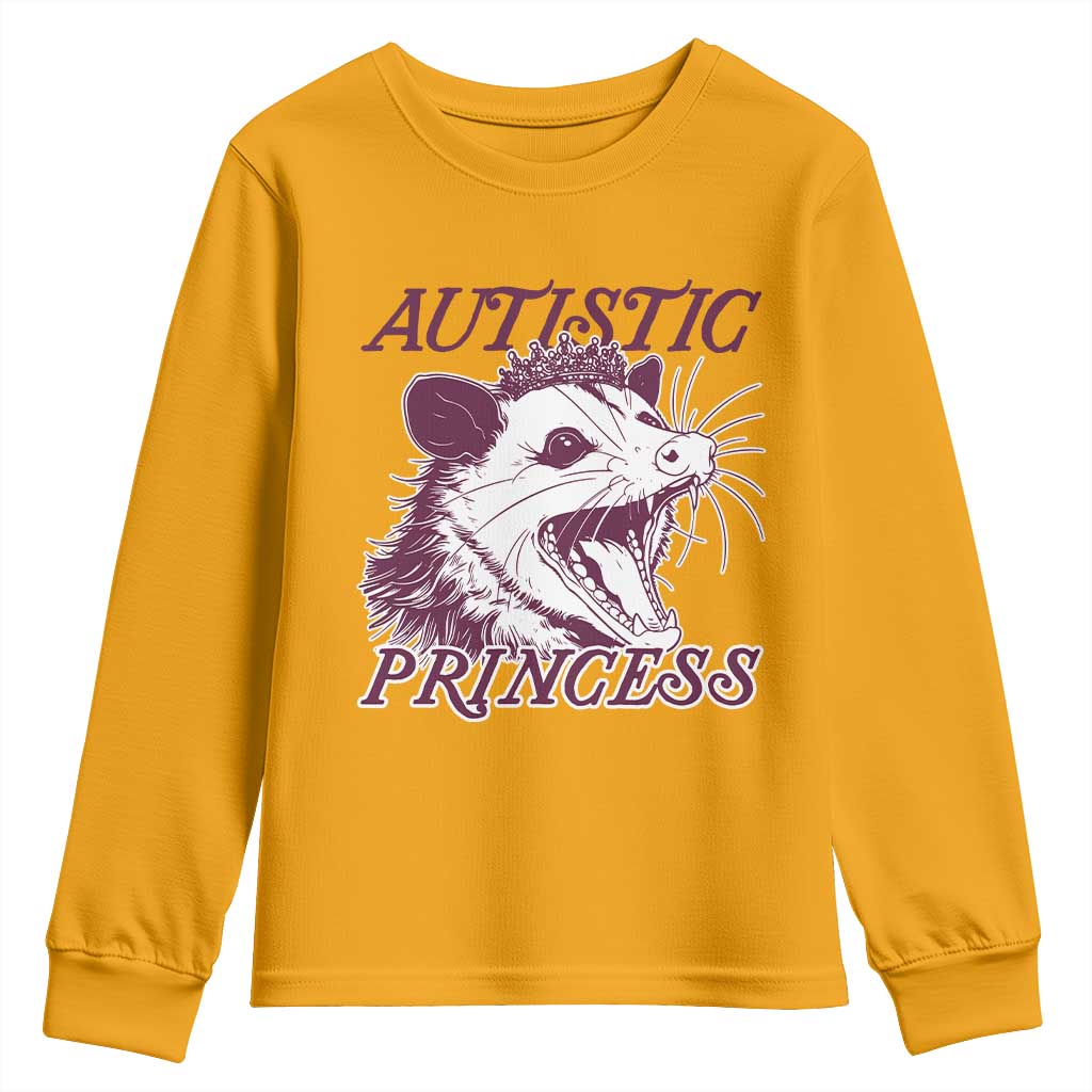 Funny Autistic Princess Youth Sweatshirt Autism Support Opposum