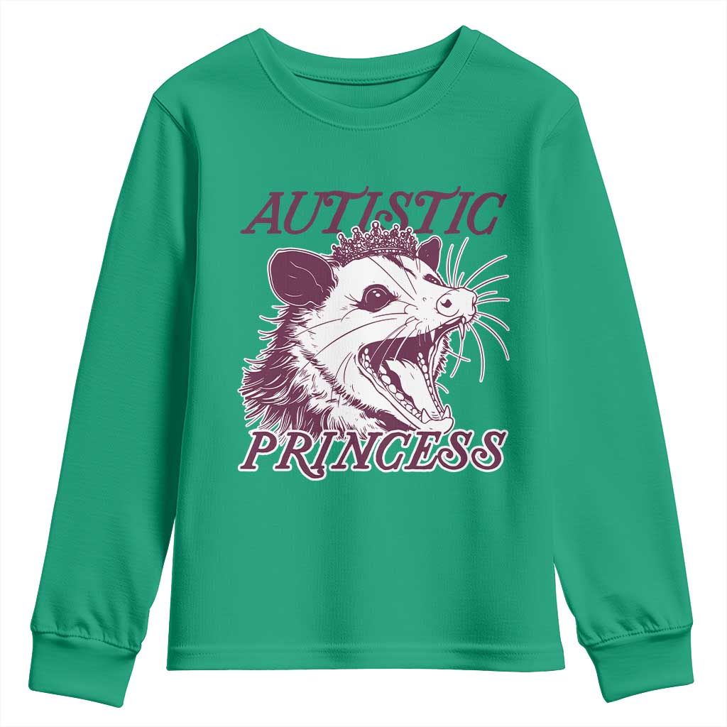 Funny Autistic Princess Youth Sweatshirt Autism Support Opposum