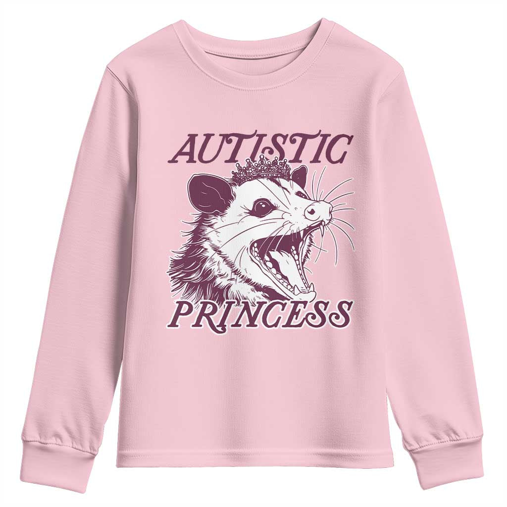 Funny Autistic Princess Youth Sweatshirt Autism Support Opposum
