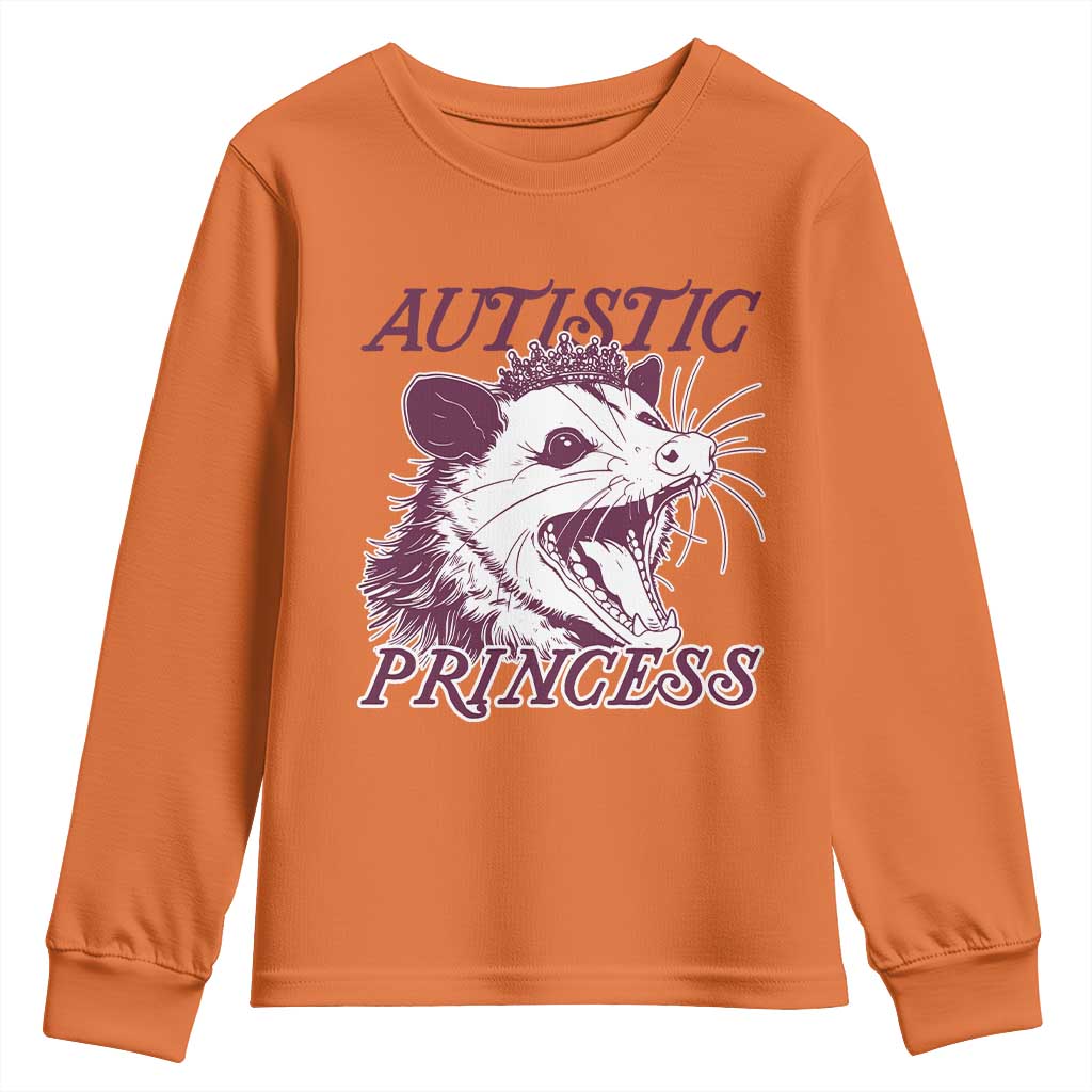 Funny Autistic Princess Youth Sweatshirt Autism Support Opposum