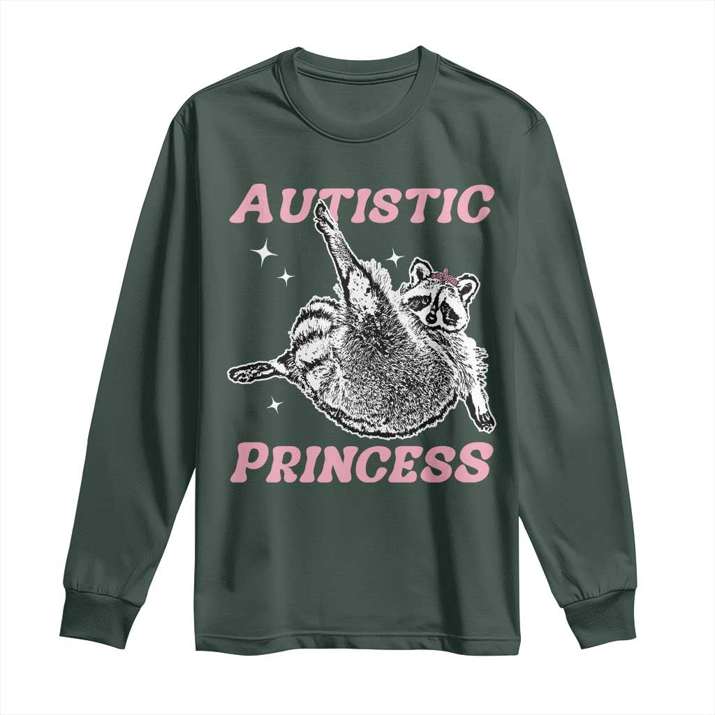 Funny Autistic Princess Long Sleeve Shirt Autism Support Raccoon