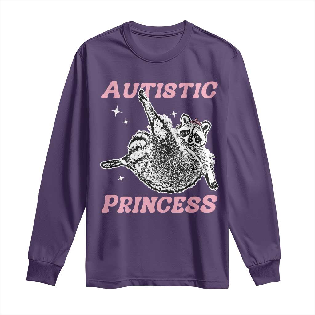 Funny Autistic Princess Long Sleeve Shirt Autism Support Raccoon