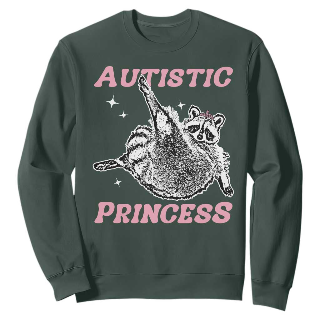 Funny Autistic Princess Sweatshirt Autism Support Raccoon