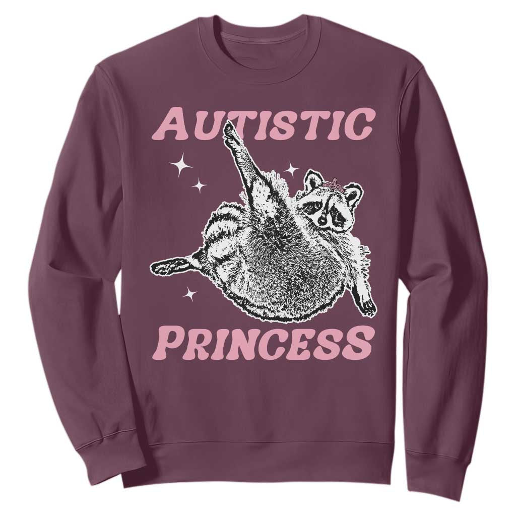 Funny Autistic Princess Sweatshirt Autism Support Raccoon