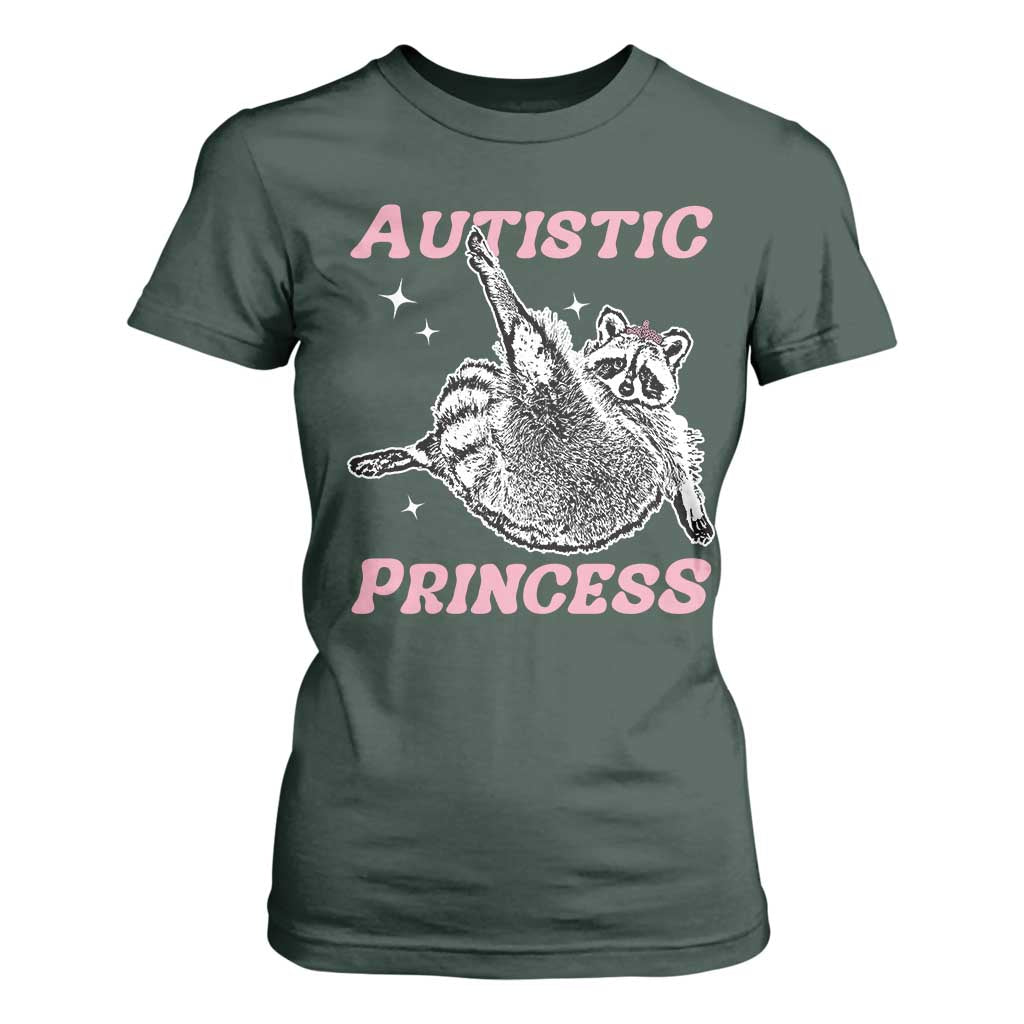 Funny Autistic Princess T Shirt For Women Autism Support Raccoon