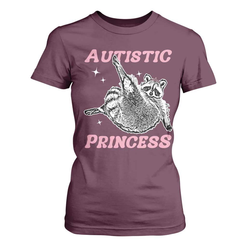 Funny Autistic Princess T Shirt For Women Autism Support Raccoon