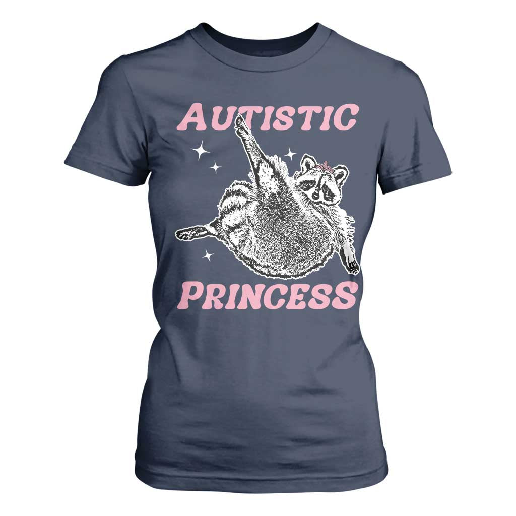 Funny Autistic Princess T Shirt For Women Autism Support Raccoon