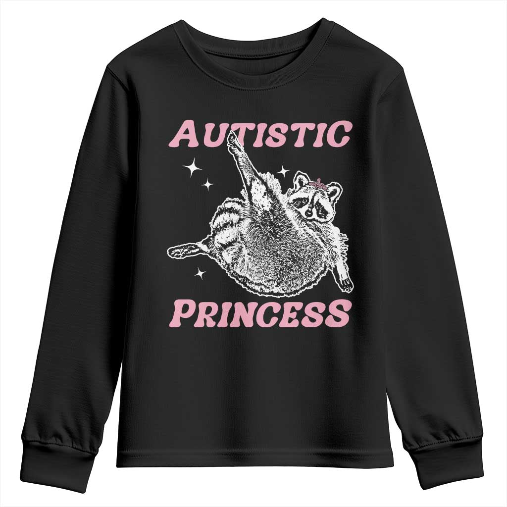 Funny Autistic Princess Youth Sweatshirt Autism Support Raccoon