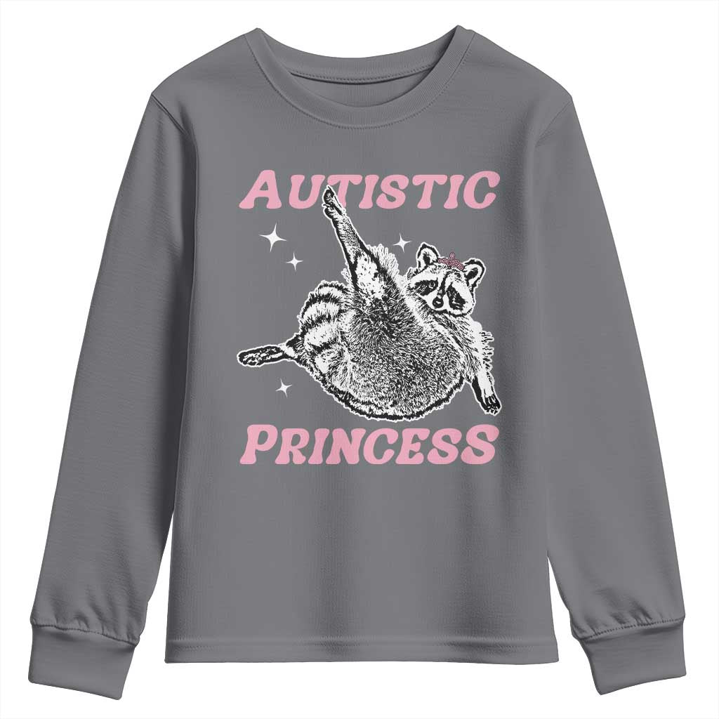 Funny Autistic Princess Youth Sweatshirt Autism Support Raccoon