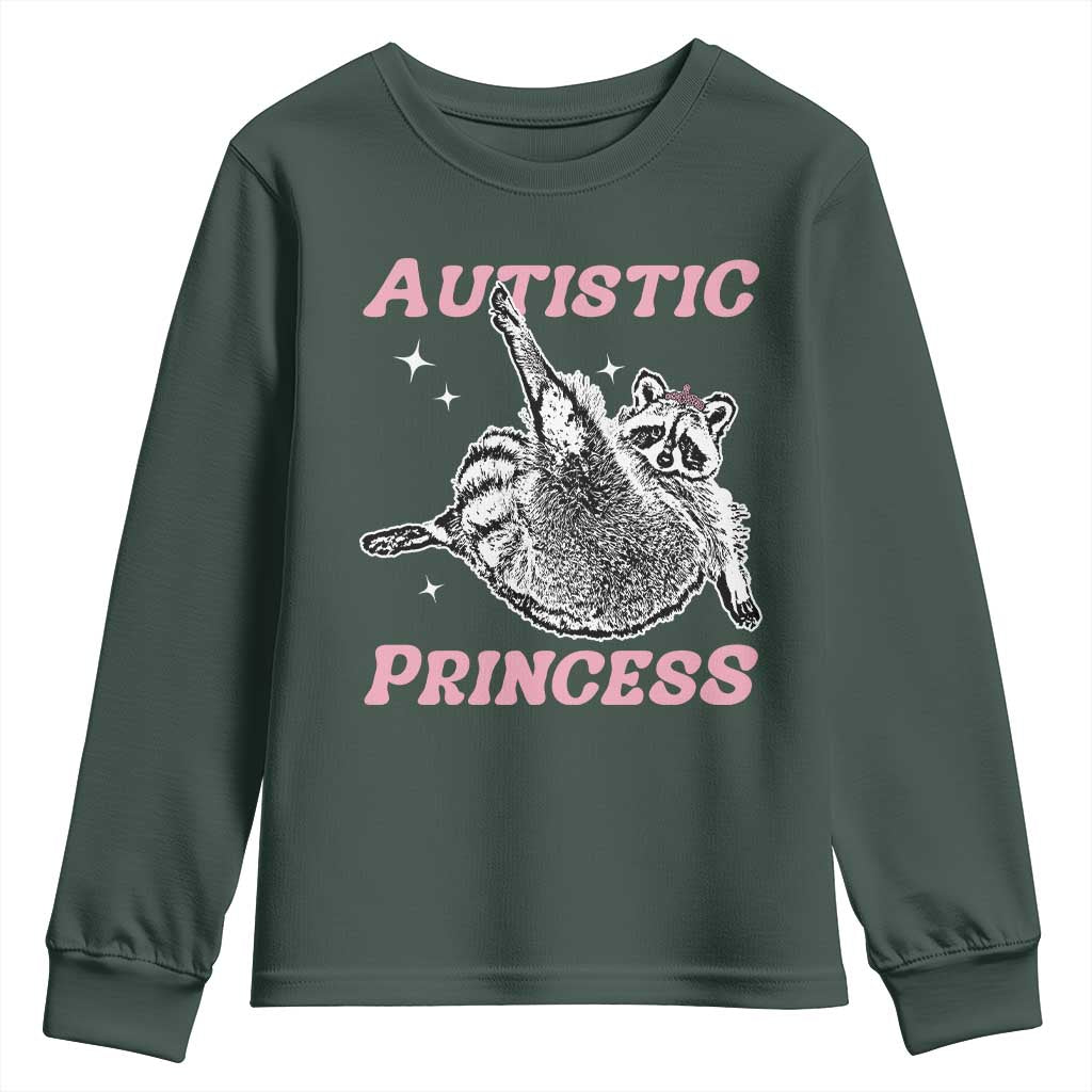 Funny Autistic Princess Youth Sweatshirt Autism Support Raccoon