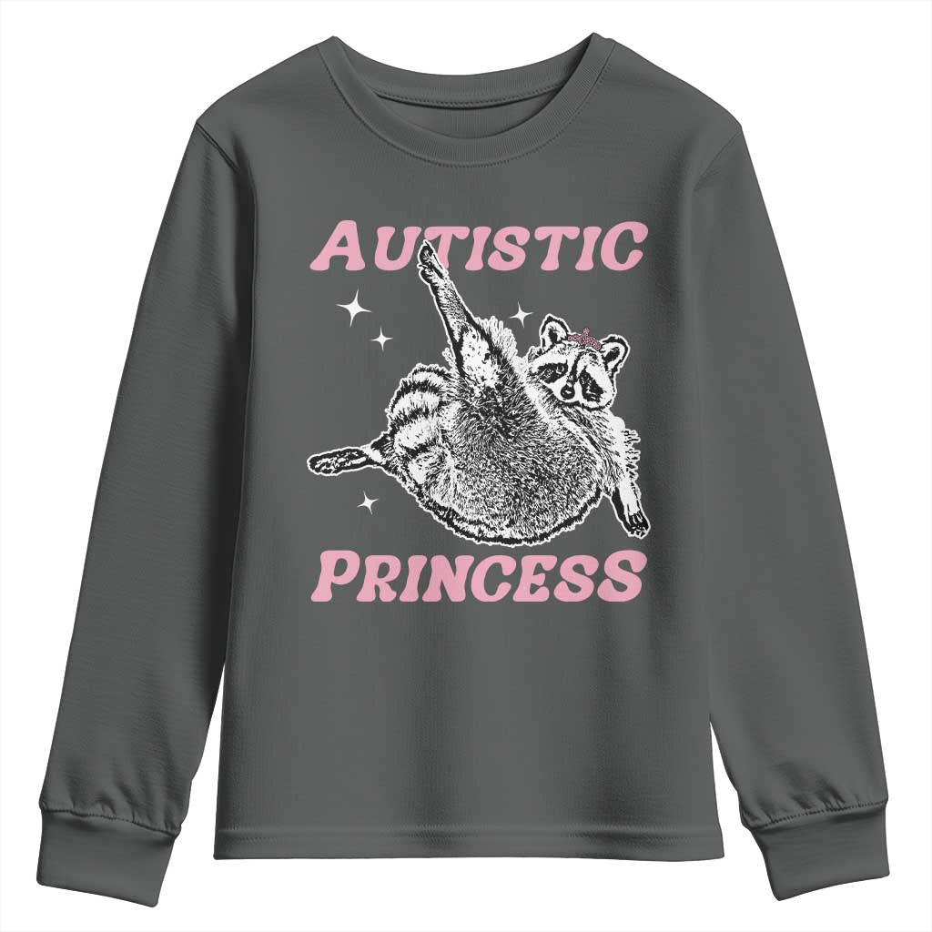 Funny Autistic Princess Youth Sweatshirt Autism Support Raccoon