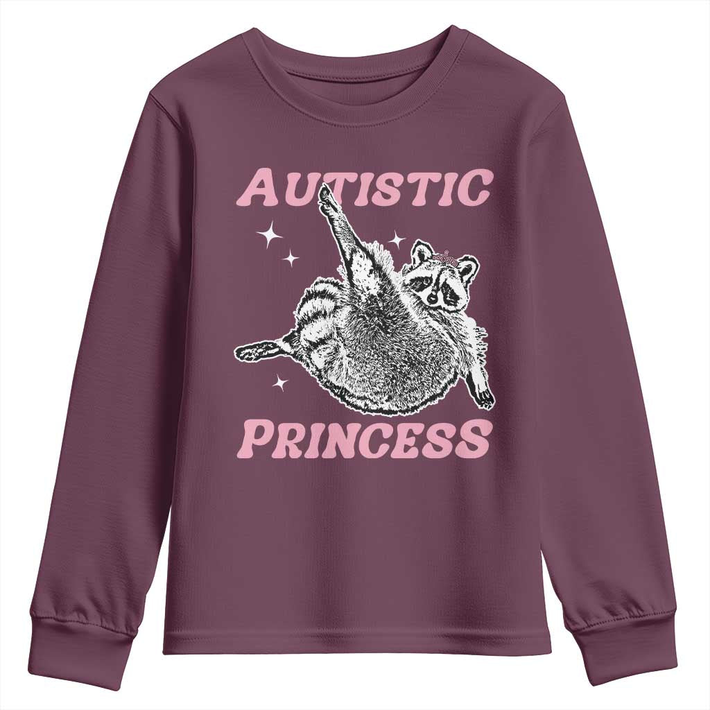Funny Autistic Princess Youth Sweatshirt Autism Support Raccoon