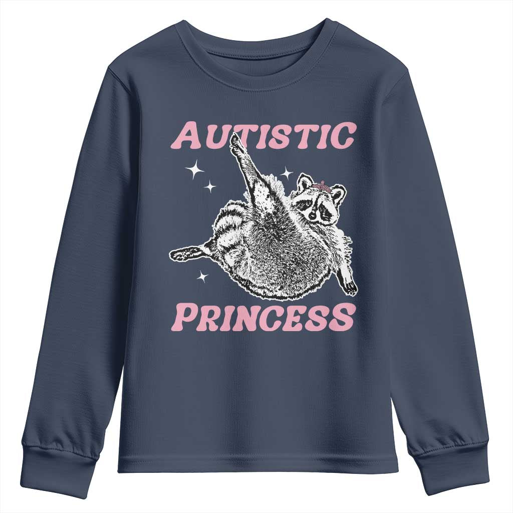 Funny Autistic Princess Youth Sweatshirt Autism Support Raccoon