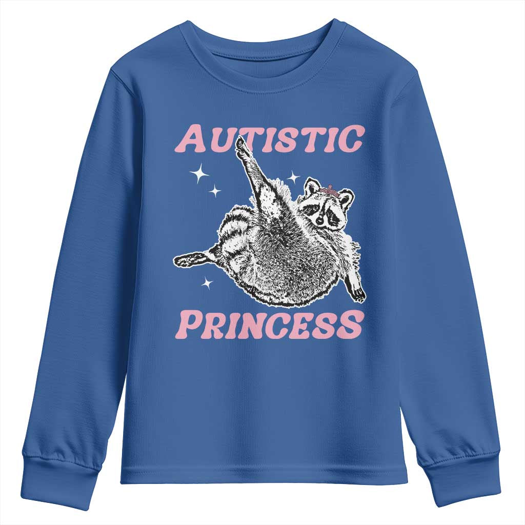Funny Autistic Princess Youth Sweatshirt Autism Support Raccoon
