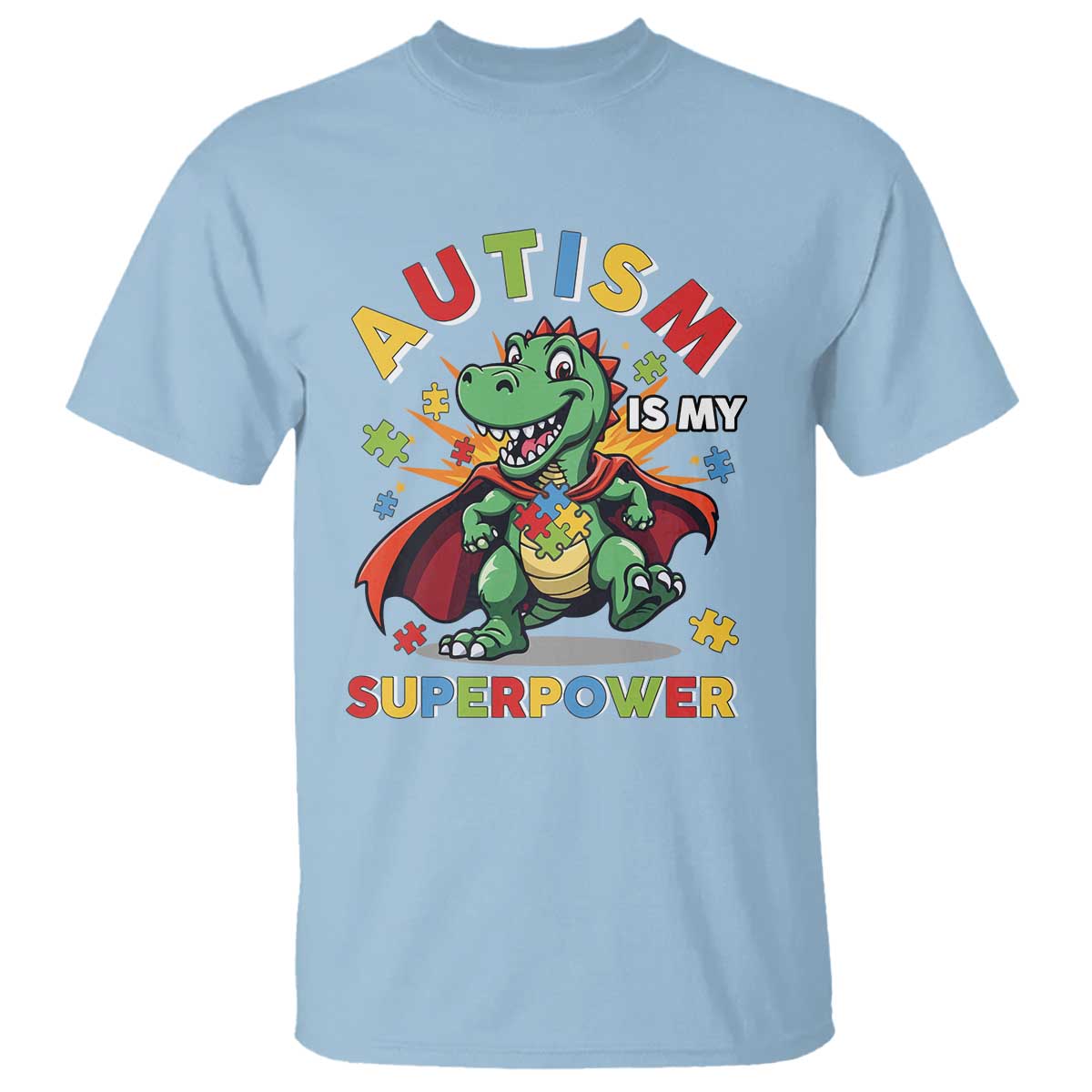 Funny Autism Is My Superpower T Shirt Autism Support Autistic Dinosaur