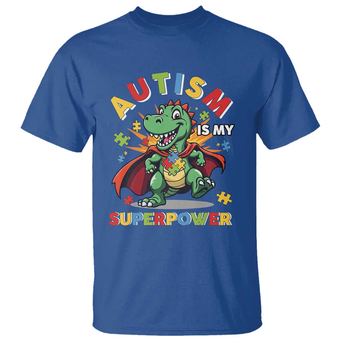 Funny Autism Is My Superpower T Shirt Autism Support Autistic Dinosaur
