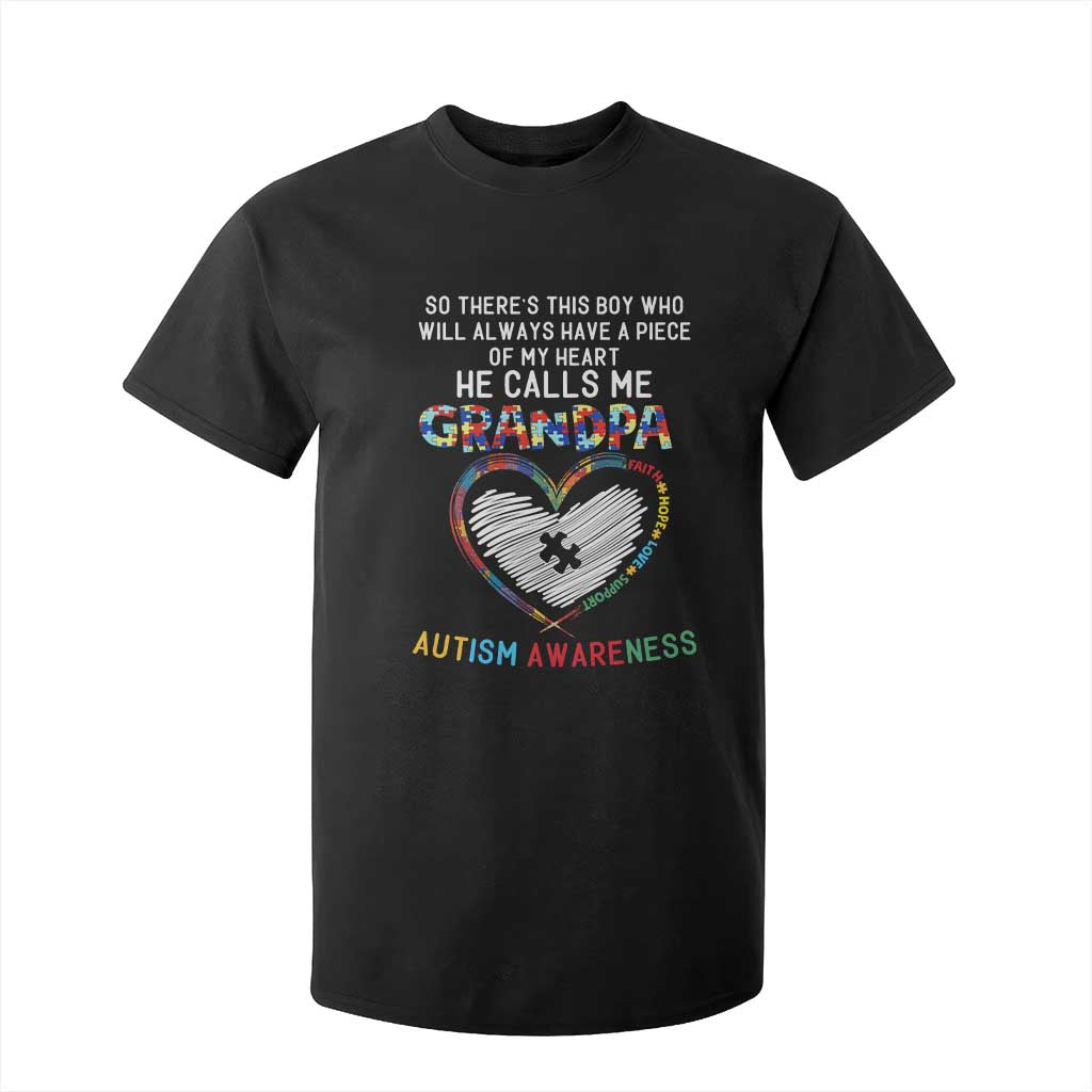 Autism Support Grandpa T Shirt For Kid Cute He Calls Me Grandpa Quote