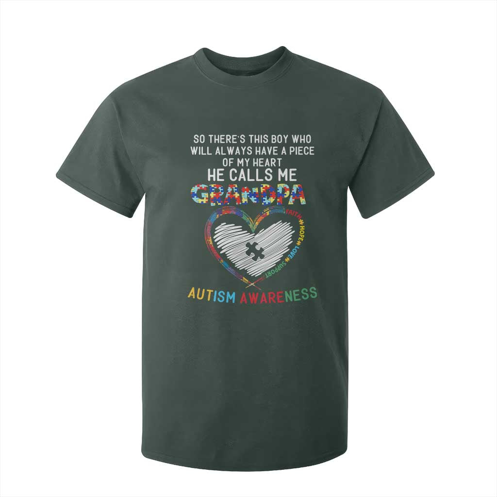 Autism Support Grandpa T Shirt For Kid Cute He Calls Me Grandpa Quote