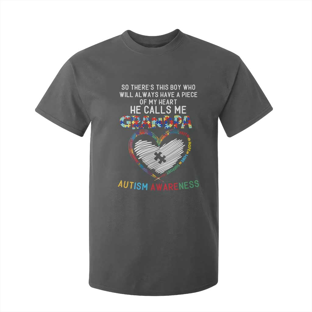 Autism Support Grandpa T Shirt For Kid Cute He Calls Me Grandpa Quote