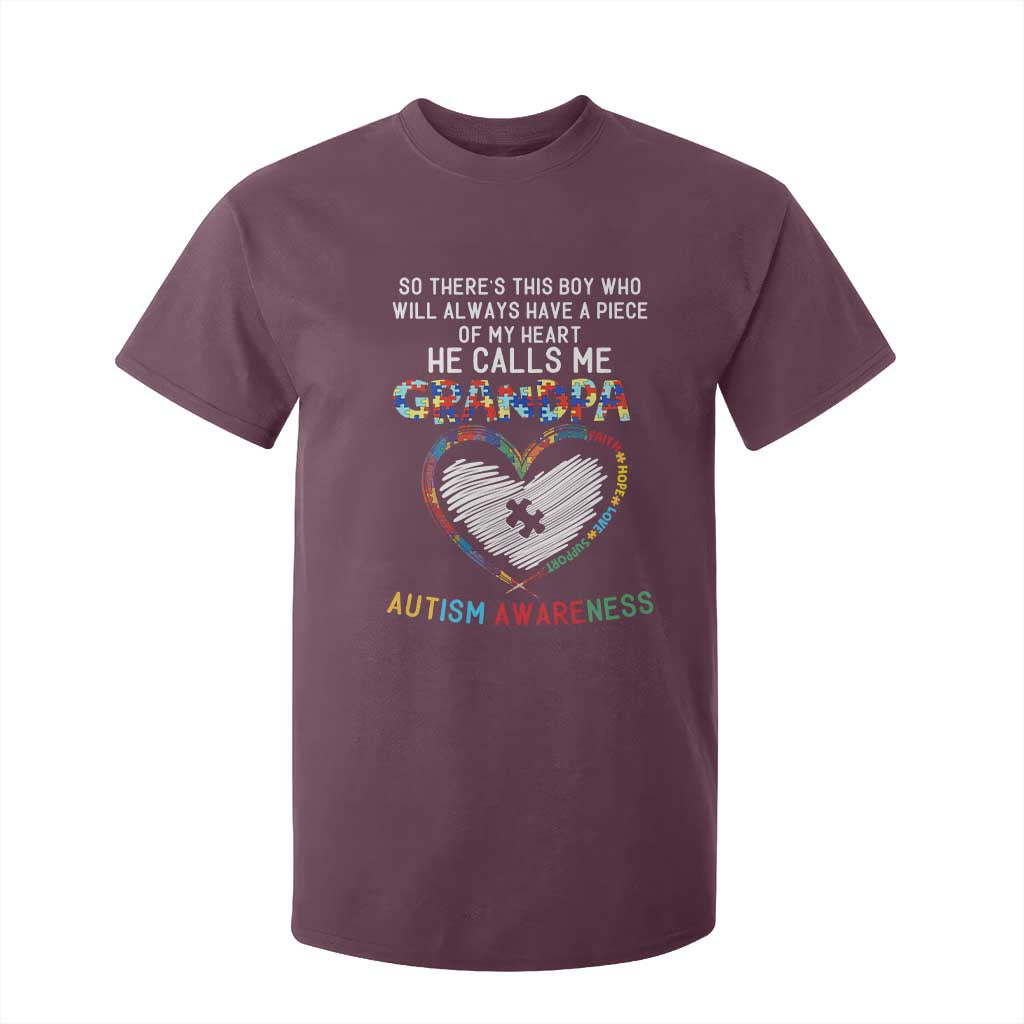 Autism Support Grandpa T Shirt For Kid Cute He Calls Me Grandpa Quote