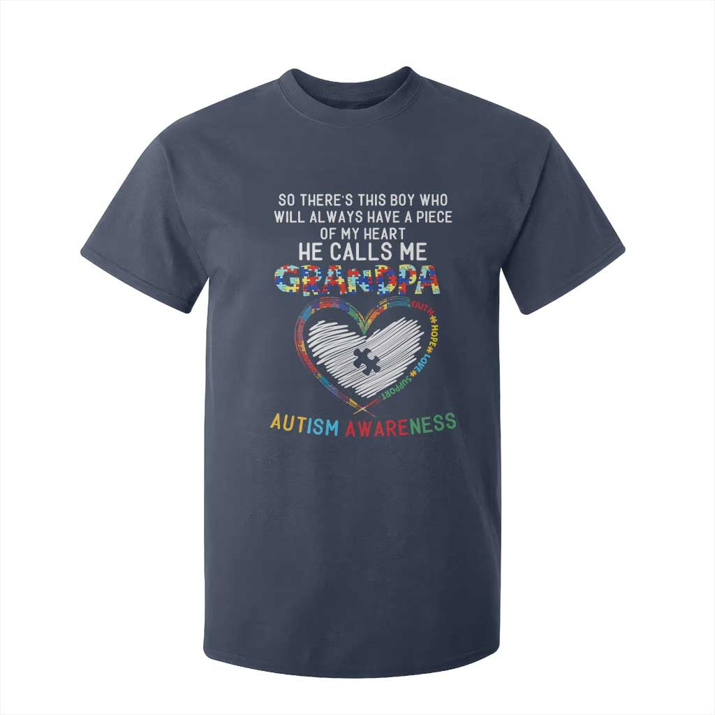 Autism Support Grandpa T Shirt For Kid Cute He Calls Me Grandpa Quote
