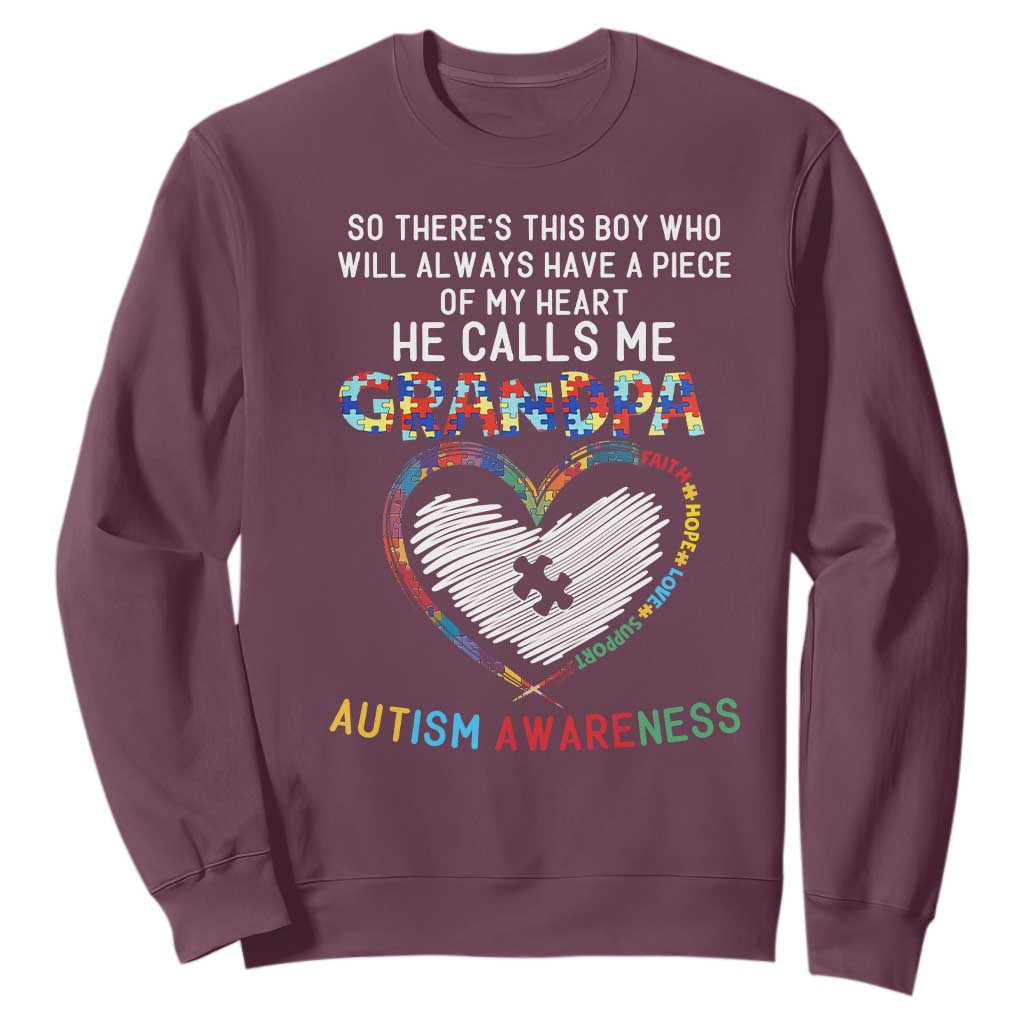 Autism Support Grandpa Sweatshirt Cute He Calls Me Grandpa Quote