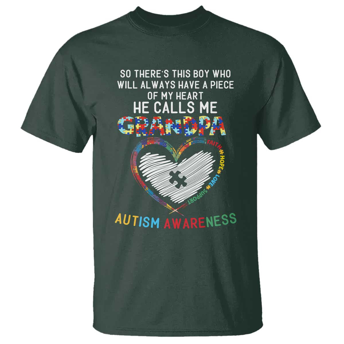Autism Support Grandpa T Shirt Cute He Calls Me Grandpa Quote