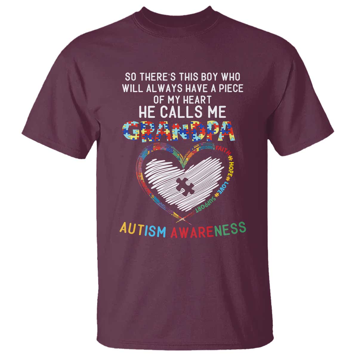 Autism Support Grandpa T Shirt Cute He Calls Me Grandpa Quote