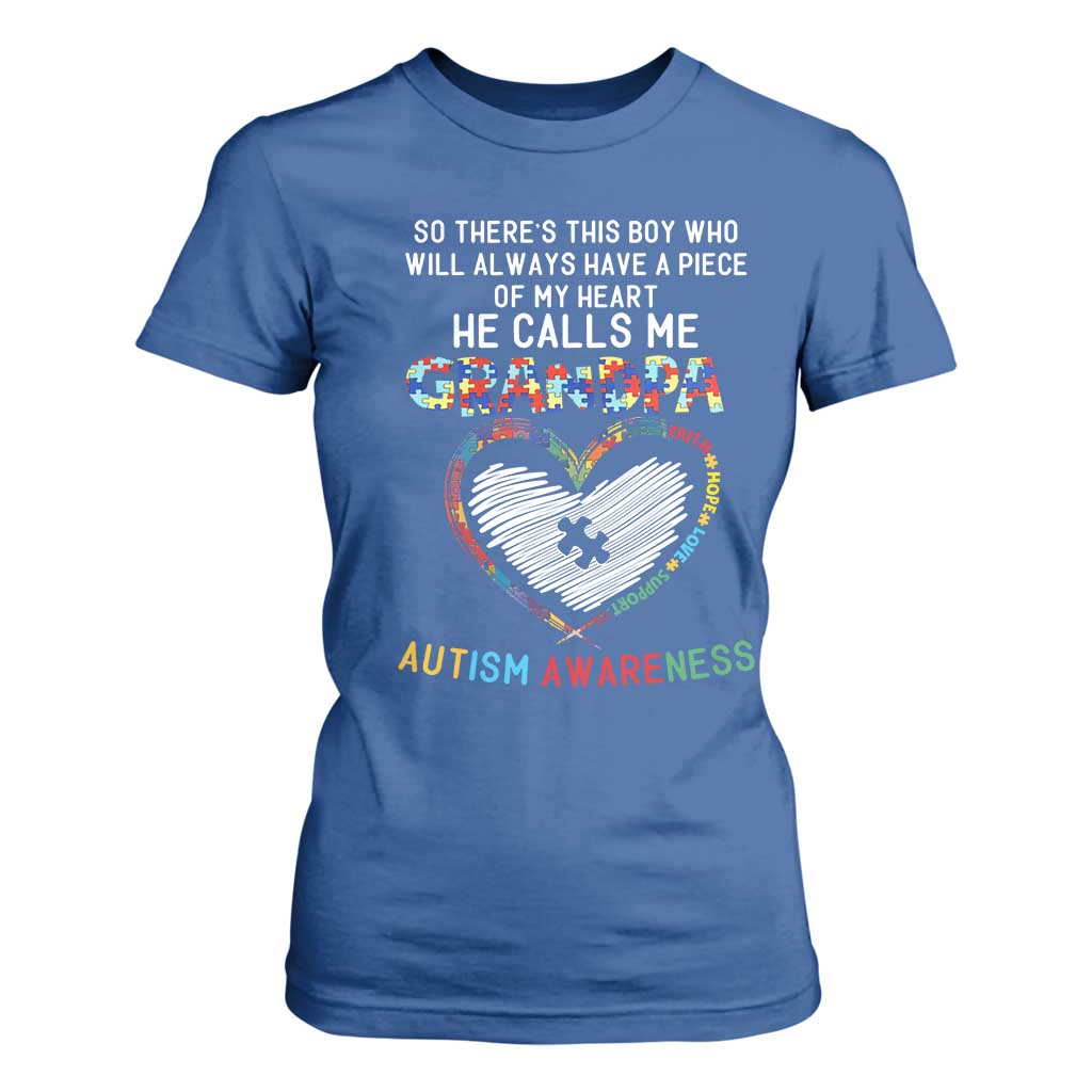 Autism Support Grandpa T Shirt For Women Cute He Calls Me Grandpa Quote