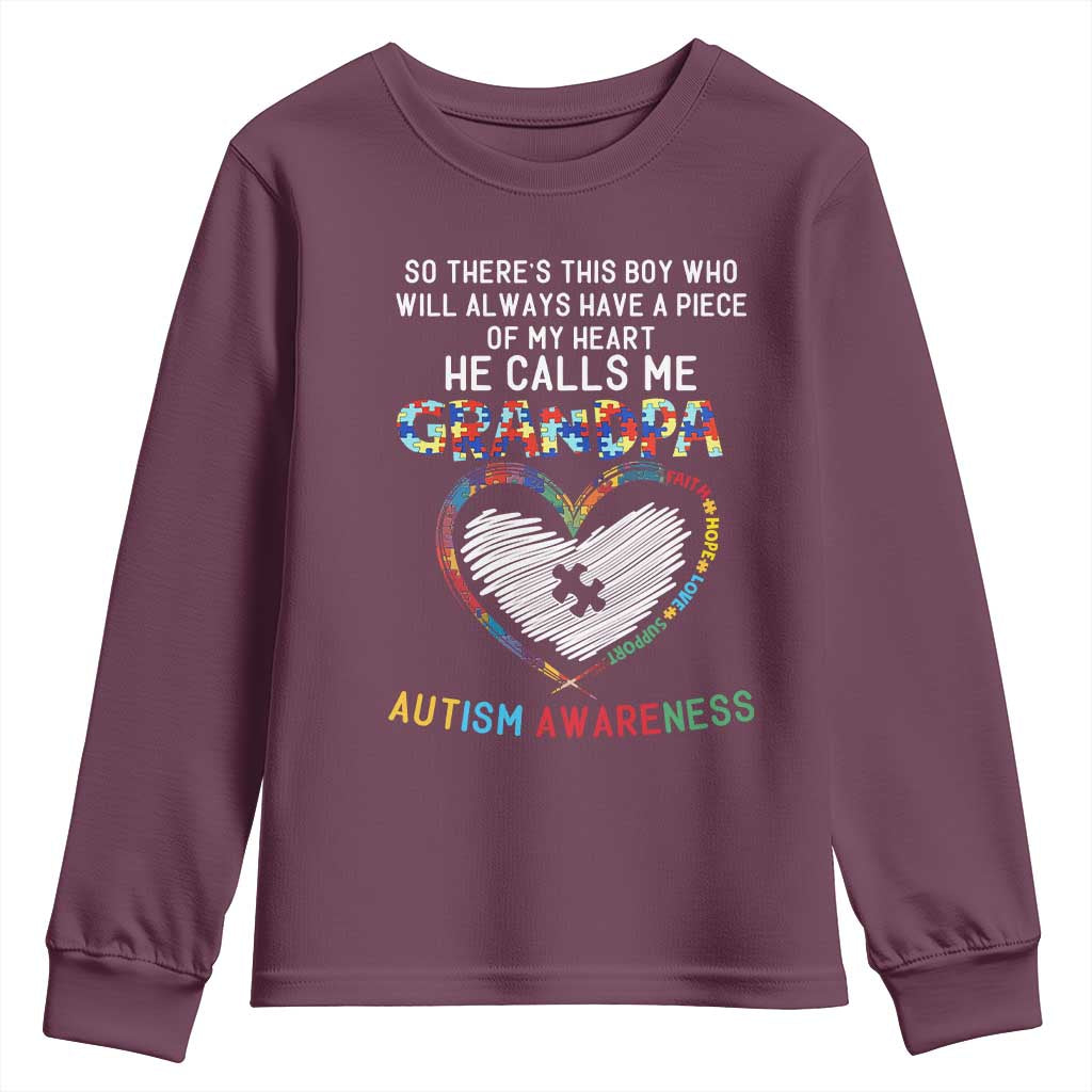 Autism Support Grandpa Youth Sweatshirt Cute He Calls Me Grandpa Quote