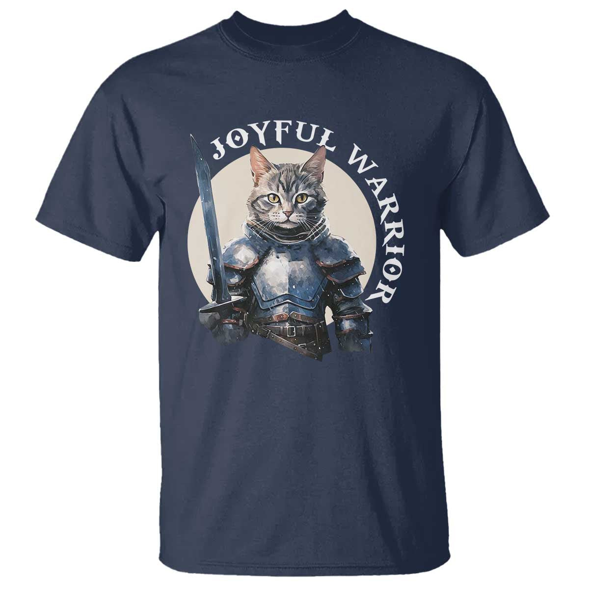 funny-joyful-warrior-cat-t-shirt-kitten-knight-for-harris-2024