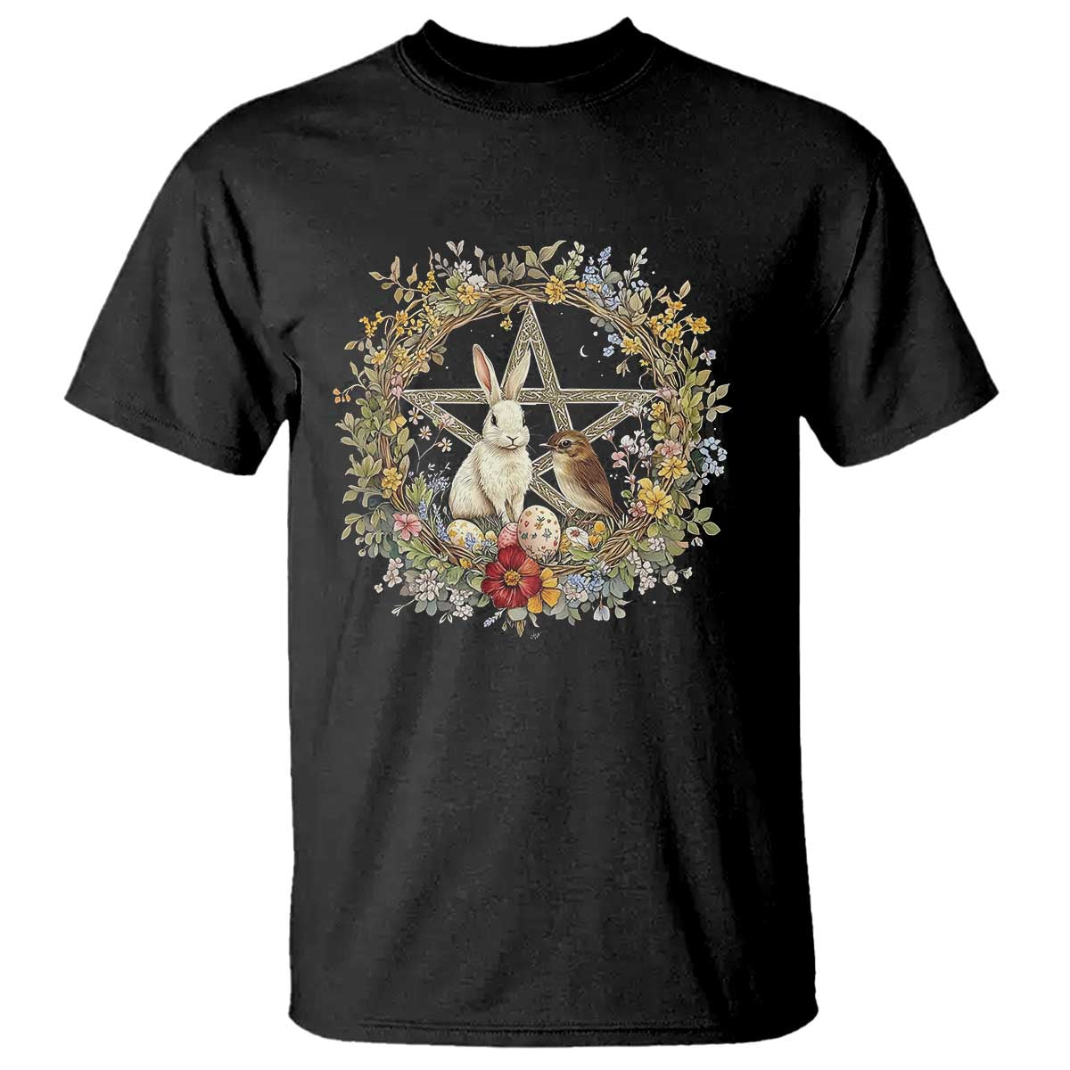 ostara-blessing-pagan-eostre-easter-day-t-shirt-rabbit-bird-wiccan-pentagram