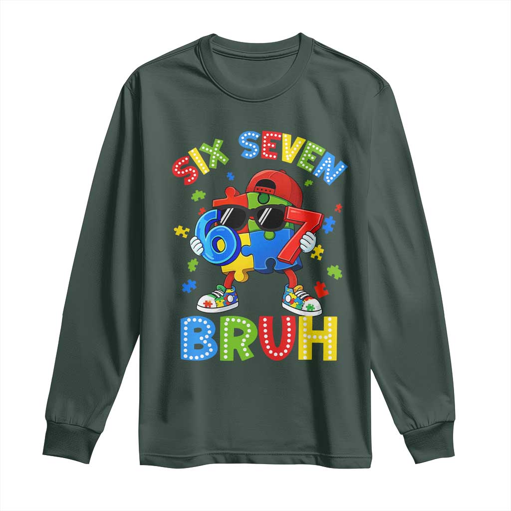 67 Autism Support Long Sleeve Shirt Funny Six Seven Bruh Autistic Puzzle Kids Boys