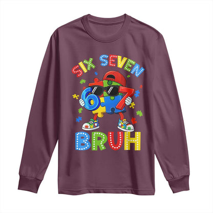 67 Autism Support Long Sleeve Shirt Funny Six Seven Bruh Autistic Puzzle Kids Boys