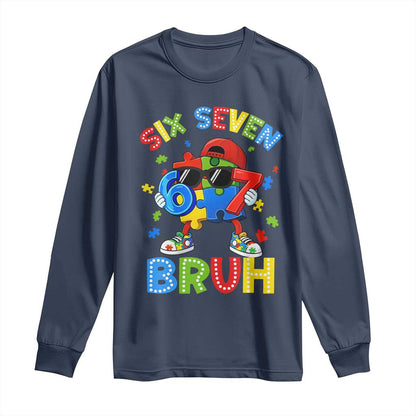 67 Autism Support Long Sleeve Shirt Funny Six Seven Bruh Autistic Puzzle Kids Boys