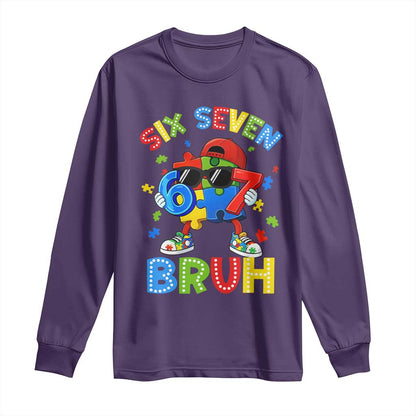 67 Autism Support Long Sleeve Shirt Funny Six Seven Bruh Autistic Puzzle Kids Boys