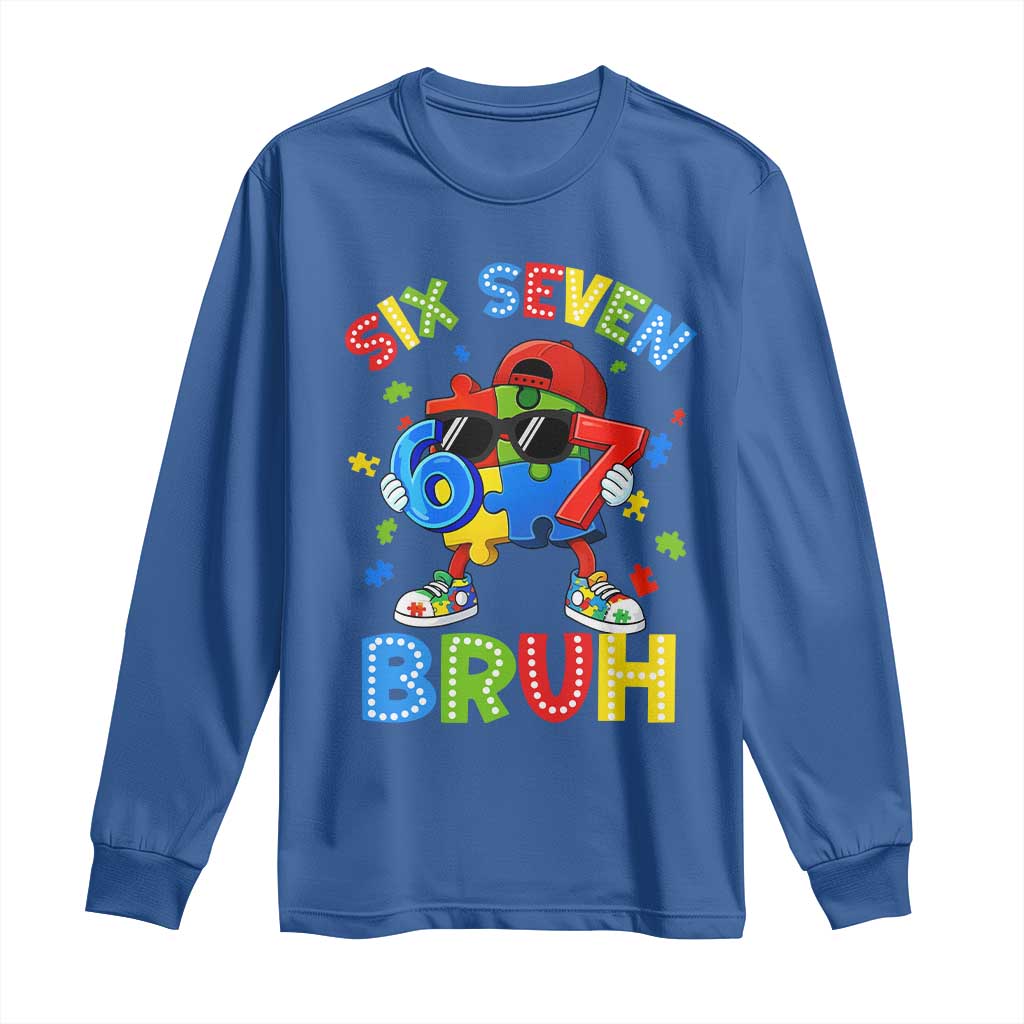 67 Autism Support Long Sleeve Shirt Funny Six Seven Bruh Autistic Puzzle Kids Boys
