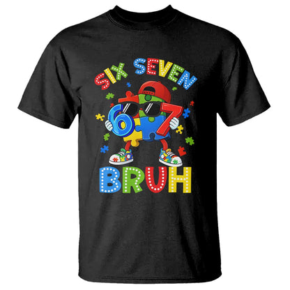 67 Autism Support T Shirt Funny Six Seven Bruh Autistic Puzzle Kids Boys