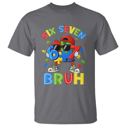 67 Autism Support T Shirt Funny Six Seven Bruh Autistic Puzzle Kids Boys