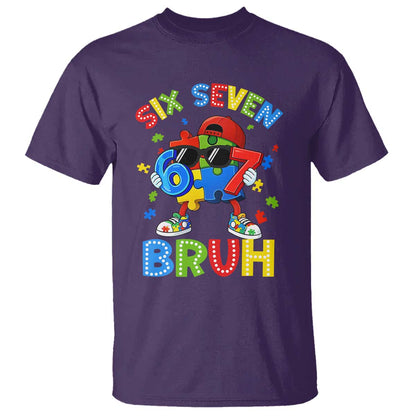 67 Autism Support T Shirt Funny Six Seven Bruh Autistic Puzzle Kids Boys