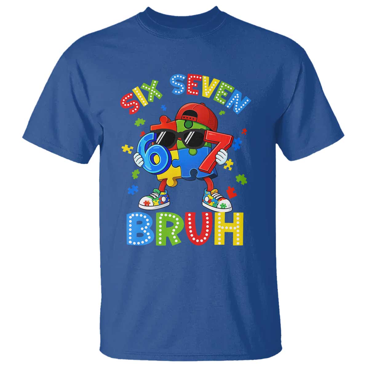 67 Autism Support T Shirt Funny Six Seven Bruh Autistic Puzzle Kids Boys
