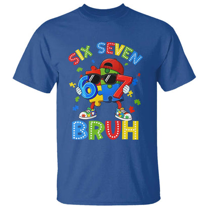 67 Autism Support T Shirt Funny Six Seven Bruh Autistic Puzzle Kids Boys