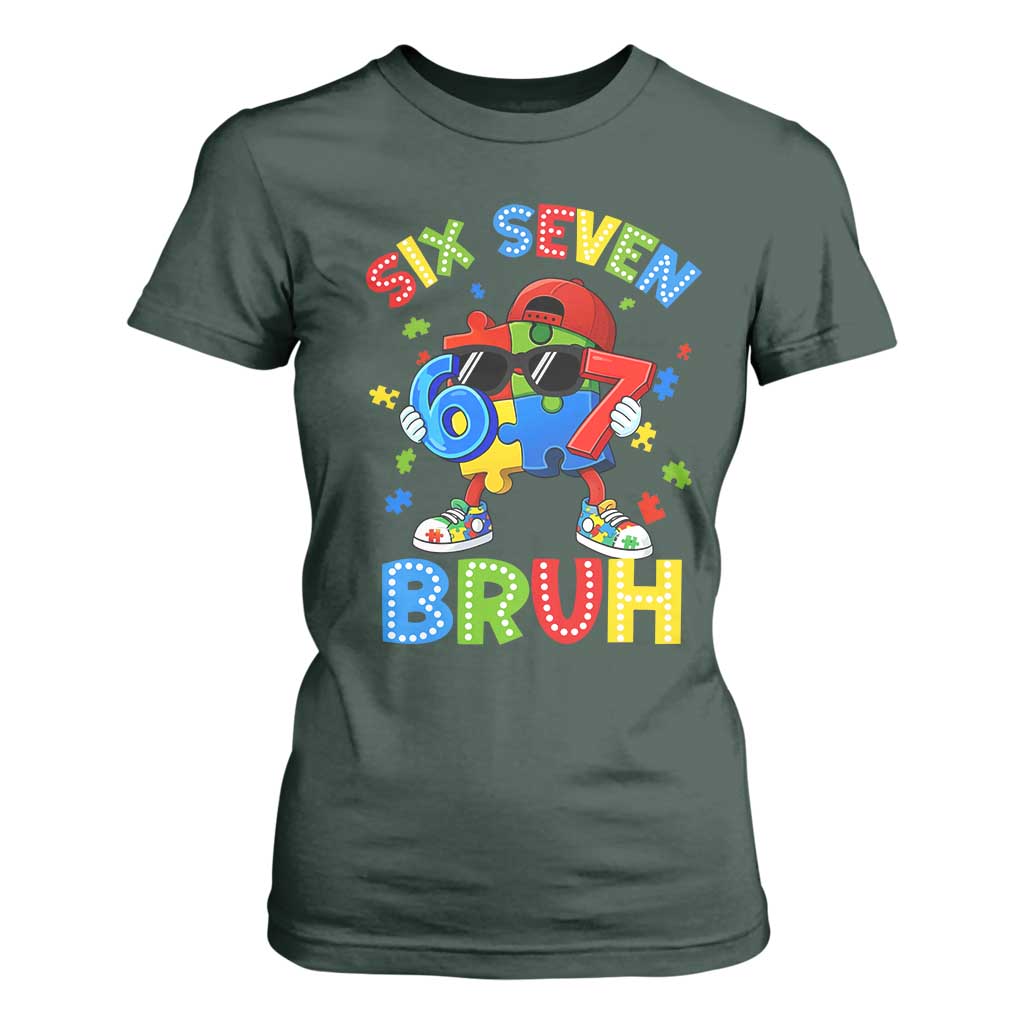 67 Autism Support T Shirt For Women Funny Six Seven Bruh Autistic Puzzle Kids Boys