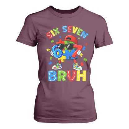 67 Autism Support T Shirt For Women Funny Six Seven Bruh Autistic Puzzle Kids Boys