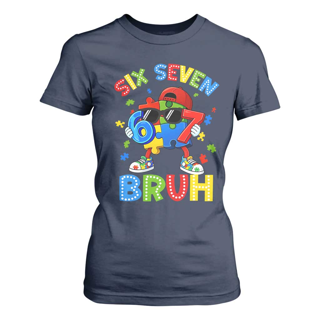 67 Autism Support T Shirt For Women Funny Six Seven Bruh Autistic Puzzle Kids Boys