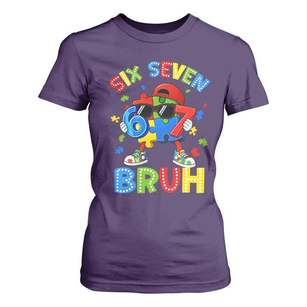 67 Autism Support T Shirt For Women Funny Six Seven Bruh Autistic Puzzle Kids Boys