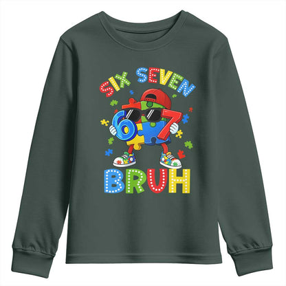 67 Autism Support Youth Sweatshirt Funny Six Seven Bruh Autistic Puzzle Kids Boys